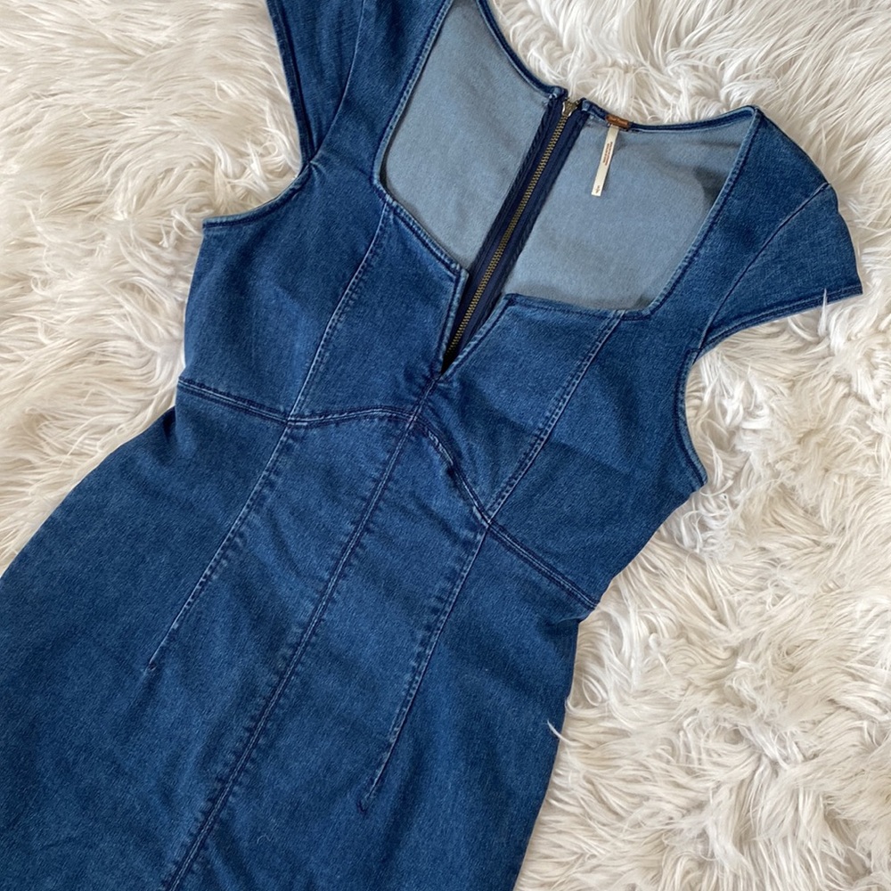 Free People • Lia Exposed zipper Denim Mini Dress